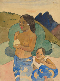 Two Tahitian Women In A Landscape   by Paul Gauguin