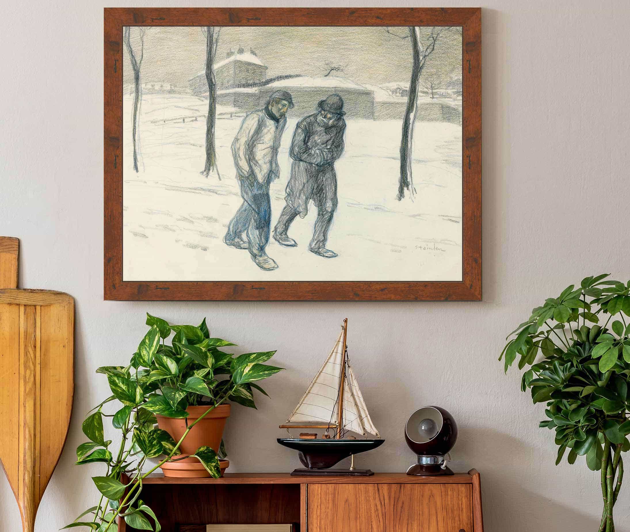 Two Vagabonds Walking In The Snow by Theophile Alexandre Steinlen