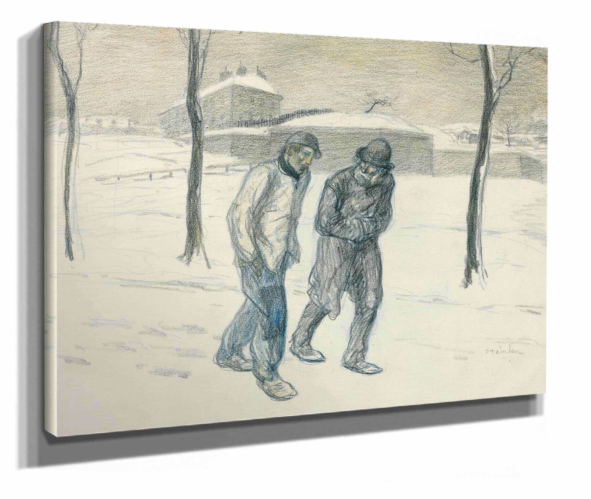 Two Vagabonds Walking In The Snow by Theophile Alexandre Steinlen