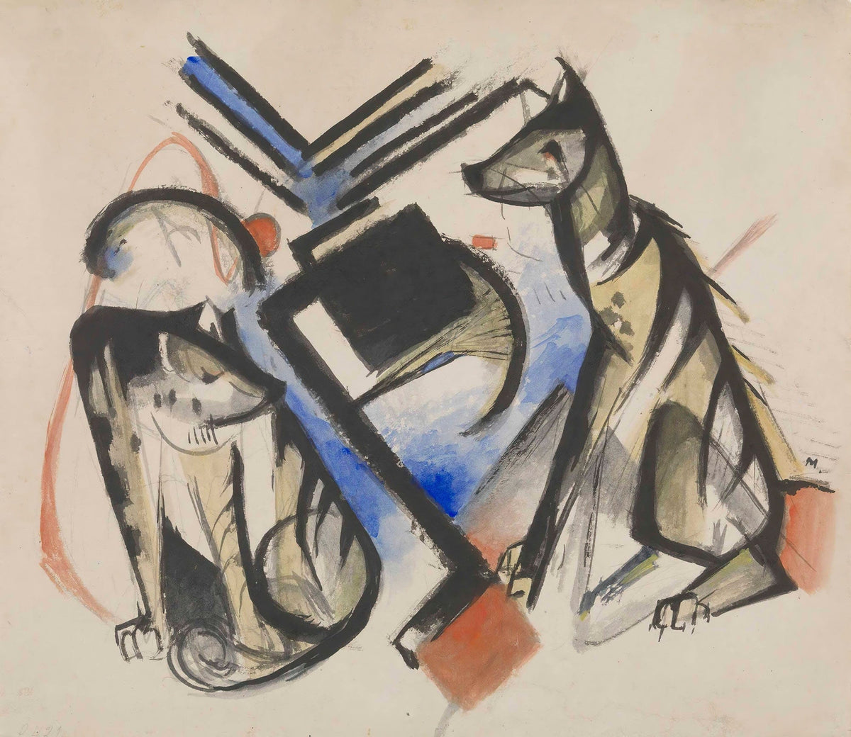 Two Wolves by Franz Marc