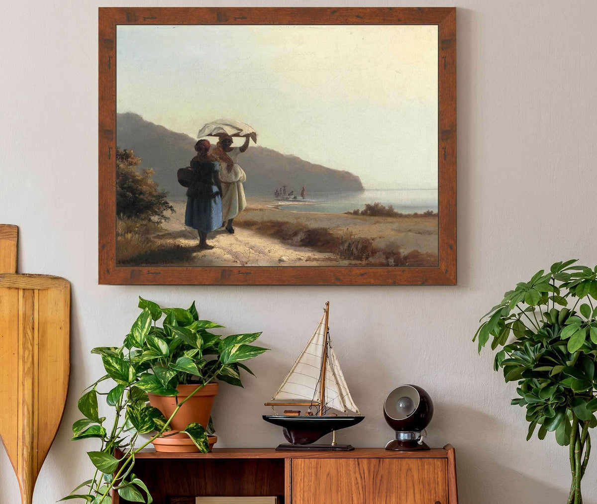 Two Women Chatting By The Seast Thomas by Camille Pissarro