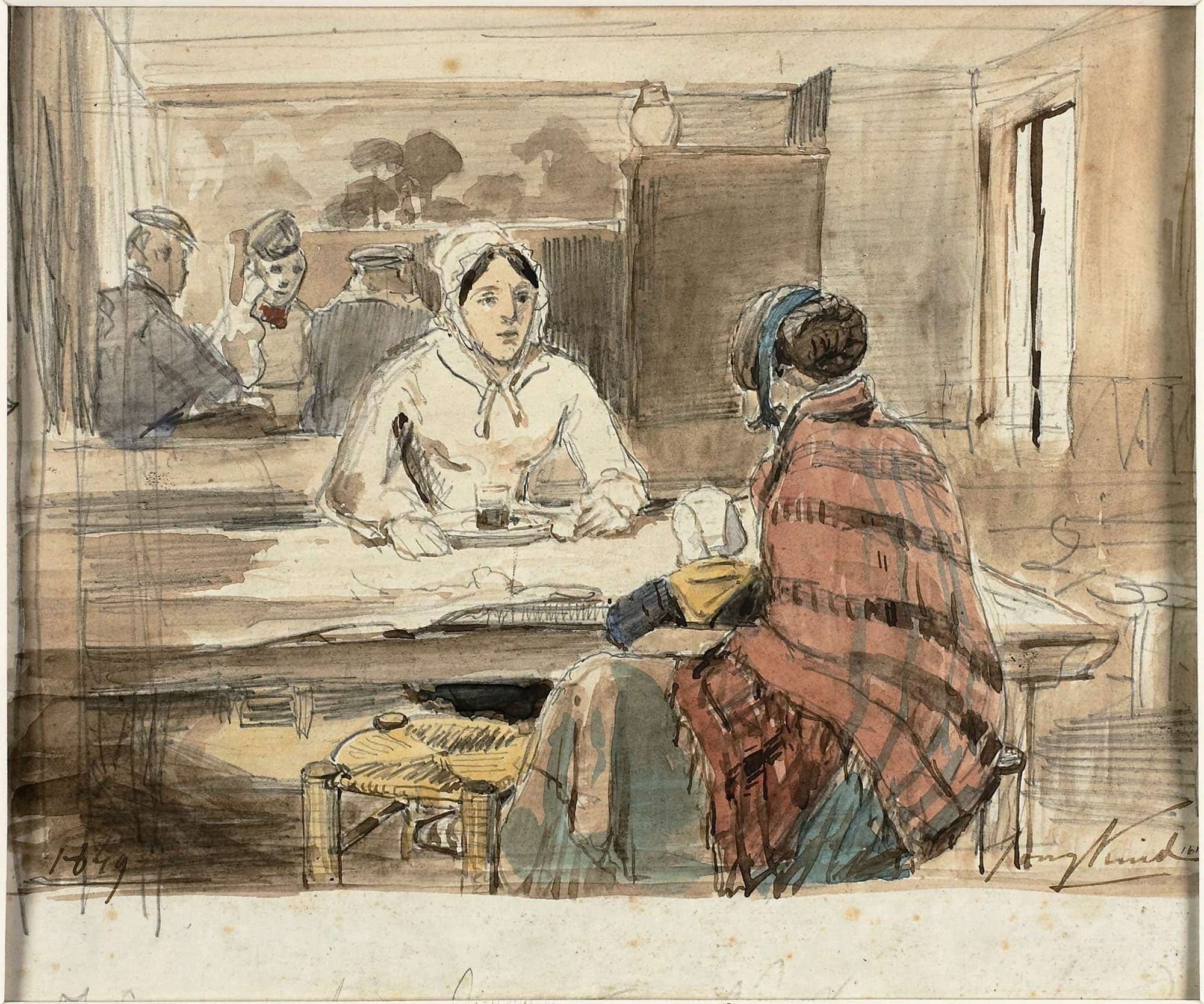Two Women In A Cafe by Johan Barthold Jongkind