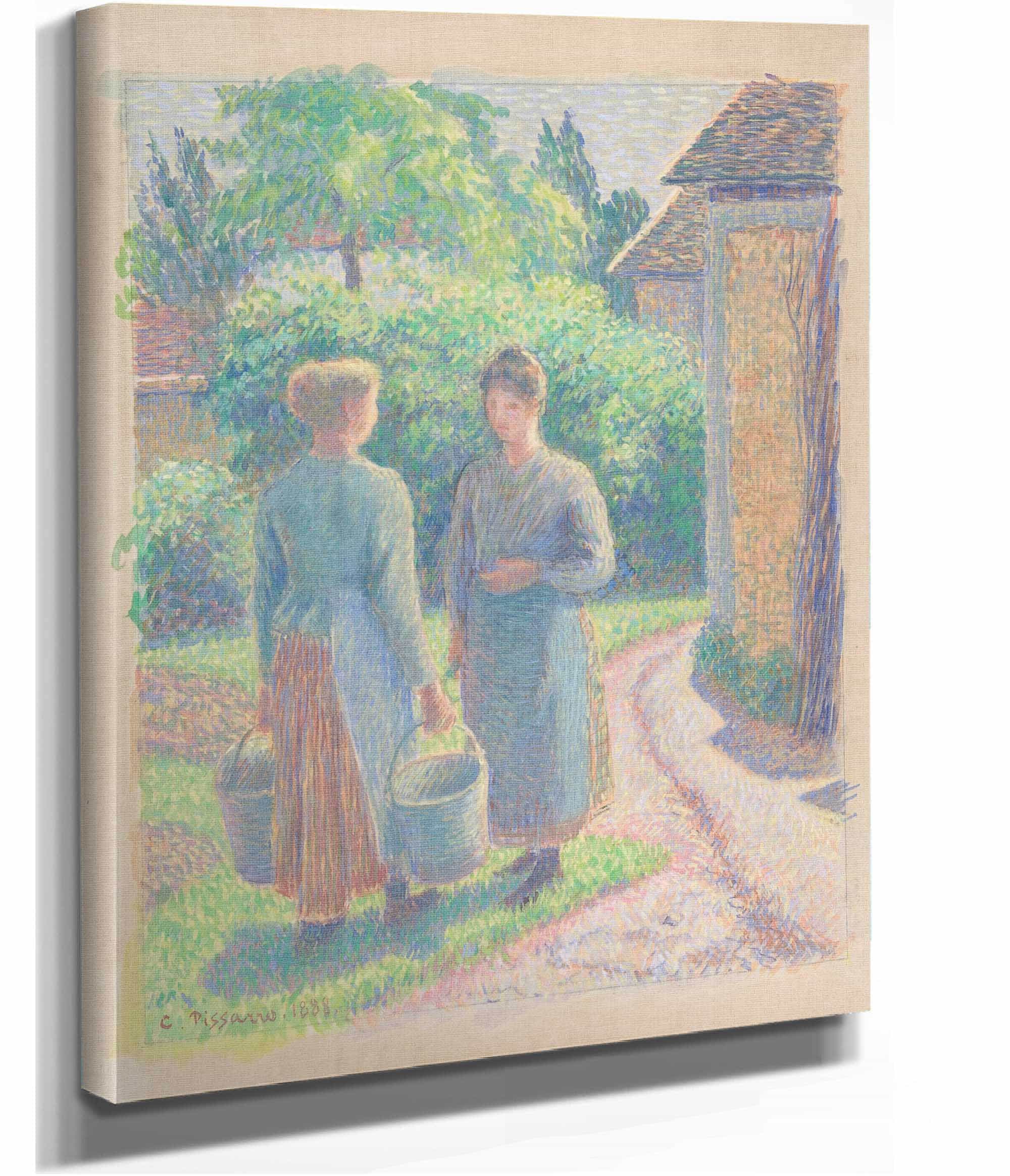 Two Women In A Garden by Camille Pissarro