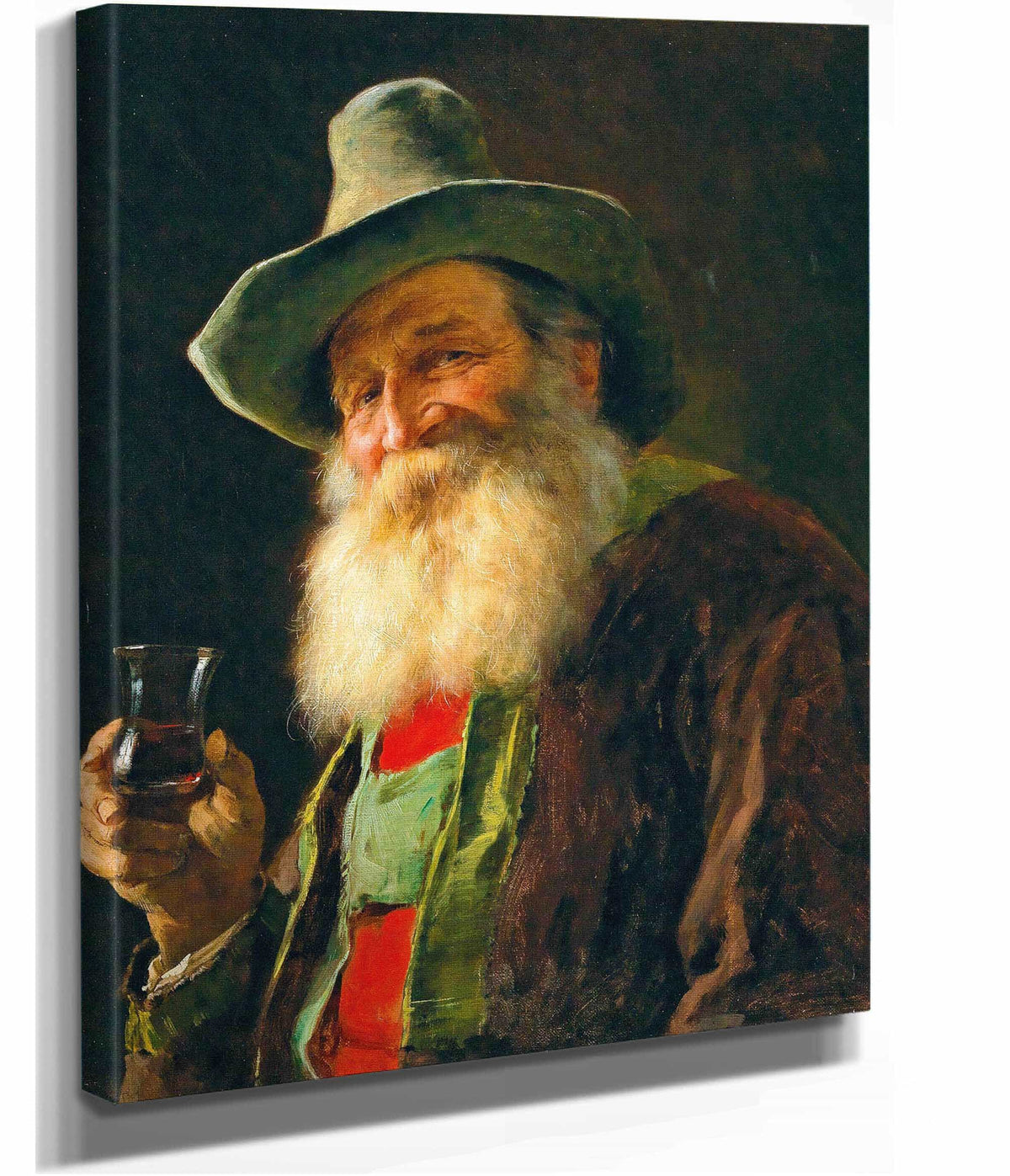 Tyrolean Farmer With Wine Glass by Franz Von Defregger