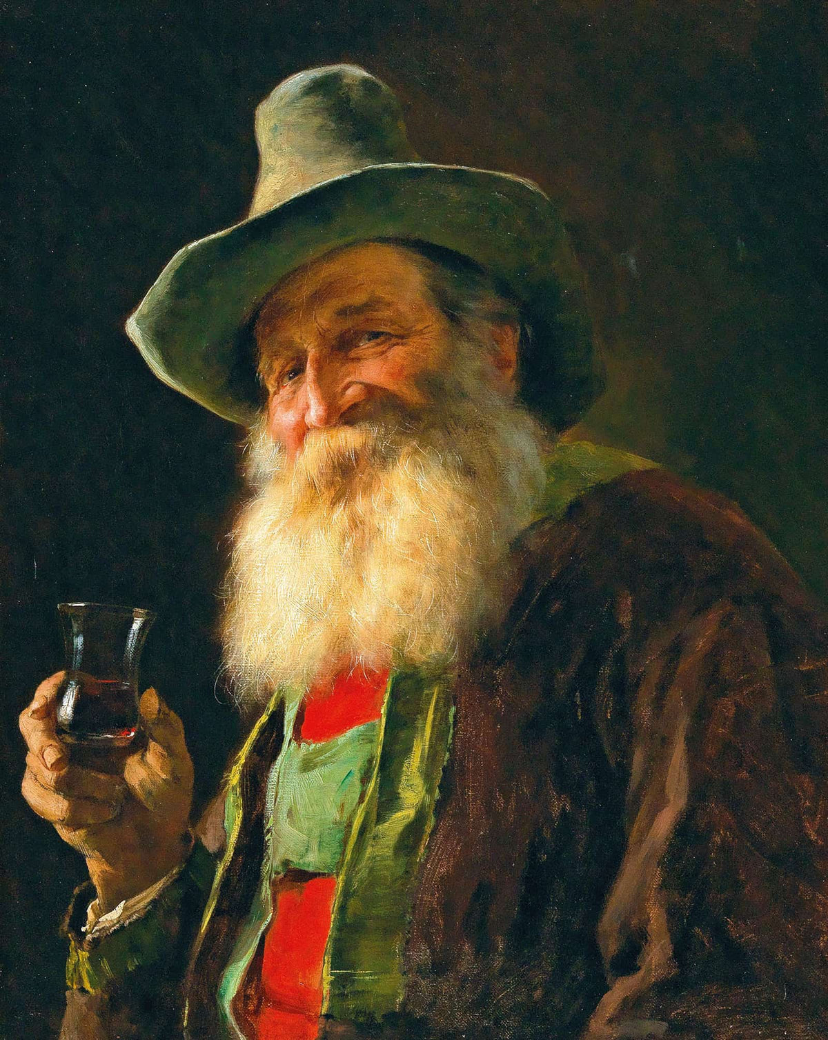 Tyrolean Farmer With Wine Glass by Franz Von Defregger