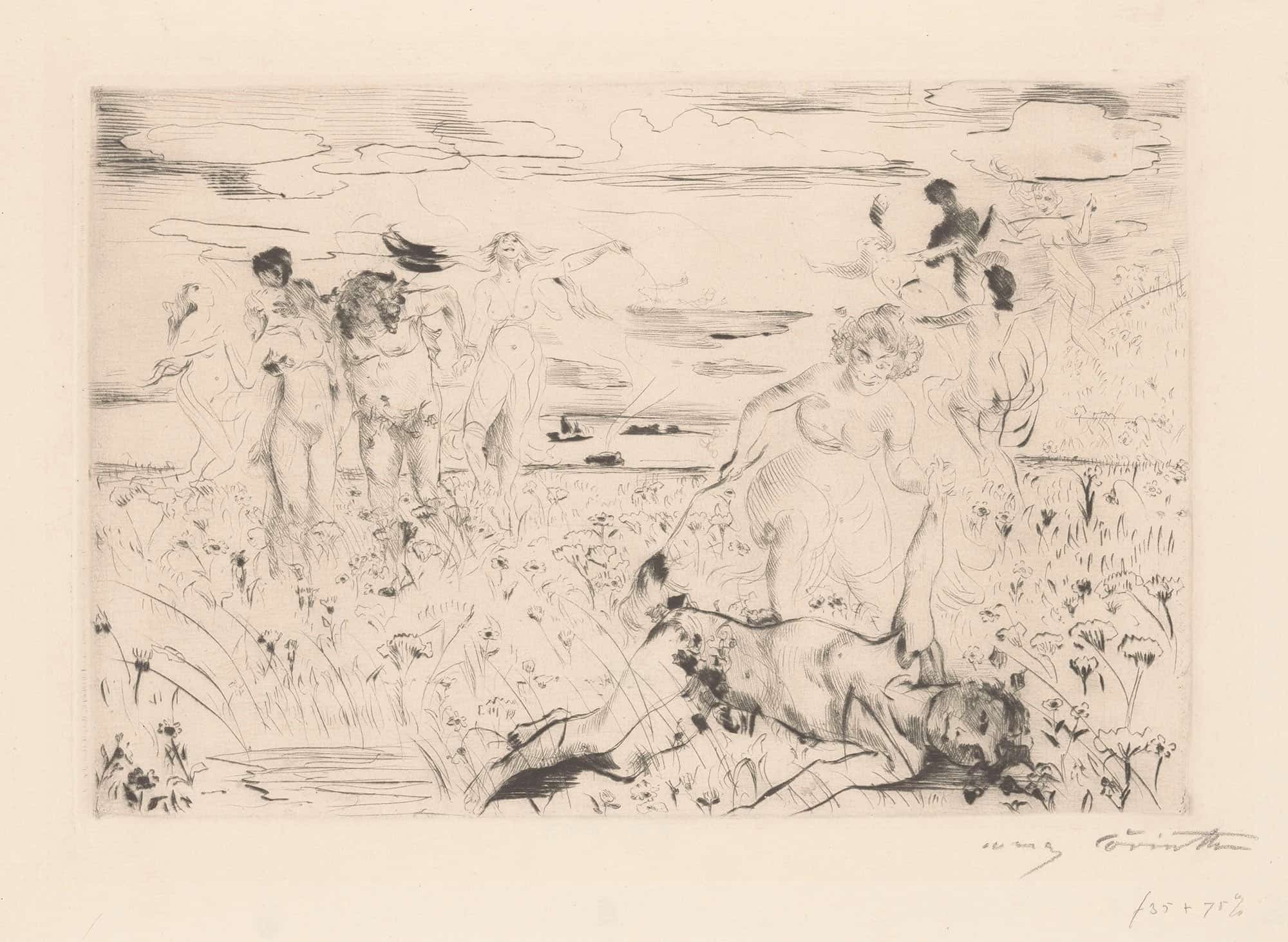Uitgelaten Bacchanten In Een Veld by Lovis Corinth