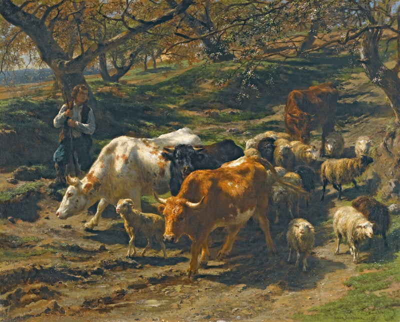 Un Berger Avec Son Troupeau by Rosa Bonheur
