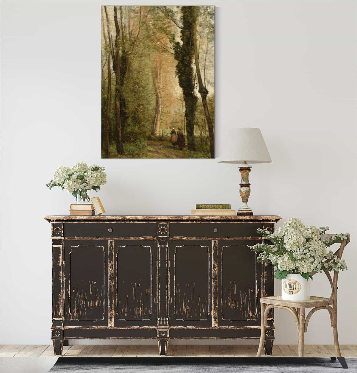 Un Chemin Sous Les Arbres Au Printemps by Jean Baptiste Camille Corot