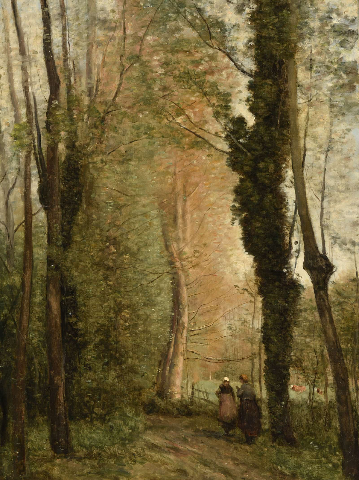 Un Chemin Sous Les Arbres Au Printemps by Jean Baptiste Camille Corot