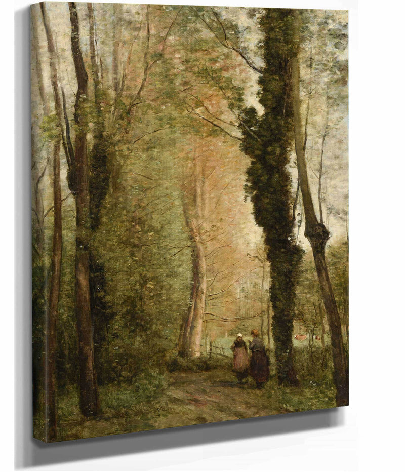 Un Chemin Sous Les Arbres Au Printemps by Jean Baptiste Camille Corot