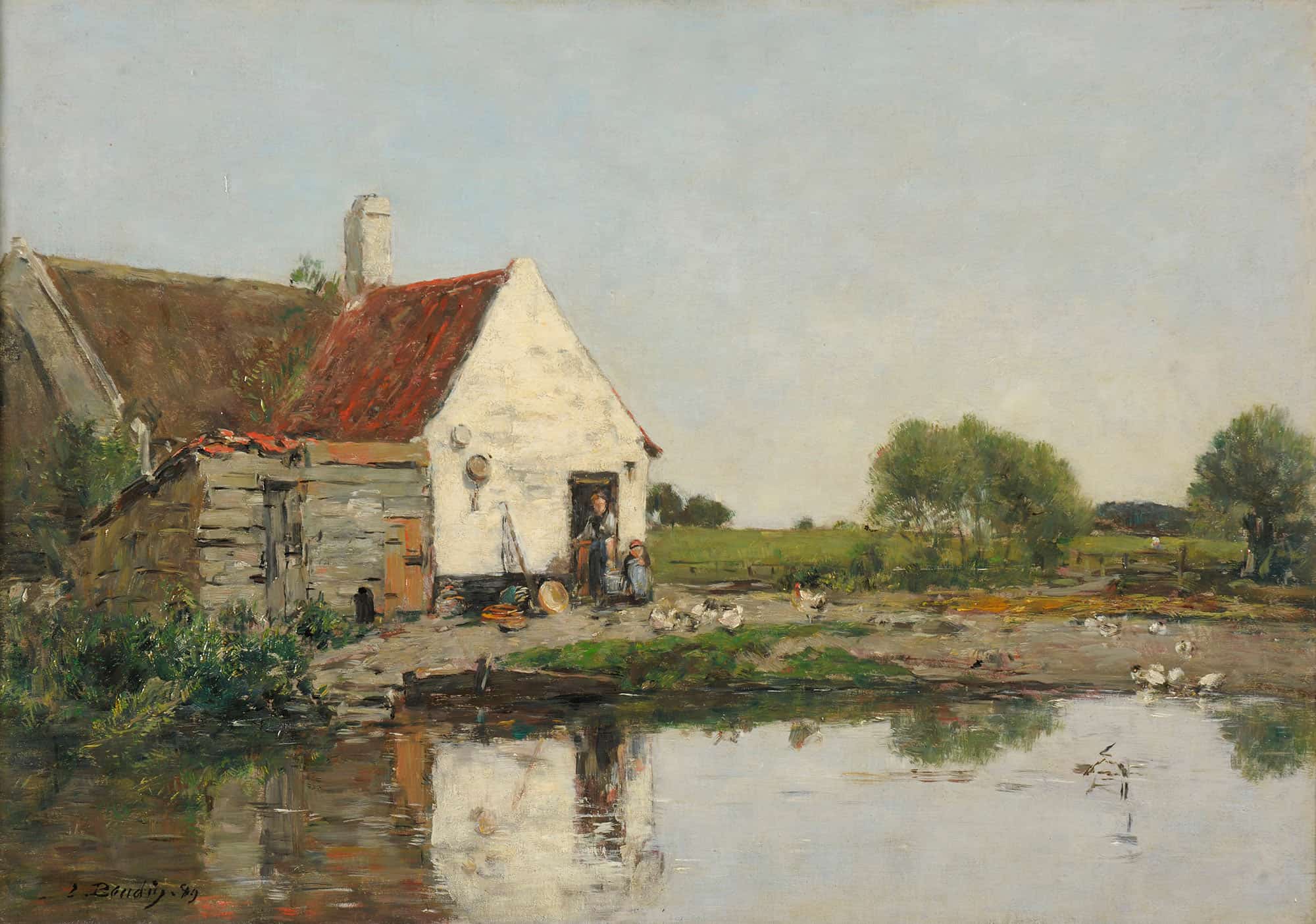 Un Coin De Ferme Aux Environs De Dunkerque by Eugene Boudin