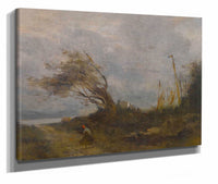 Un Coup De Vent Au Bord De La Mer by Jean Baptiste Camille Corot