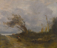 Un Coup De Vent Au Bord De La Mer by Jean Baptiste Camille Corot