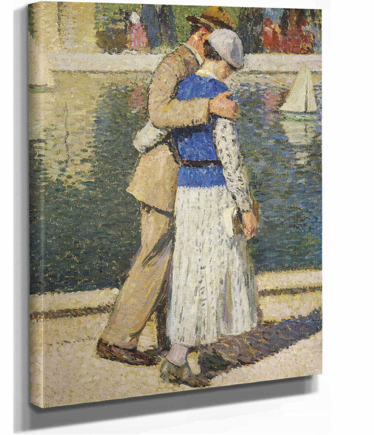 Un Couple Marchant Le Long Du Bassin Du Luxembourg by Henri Martin