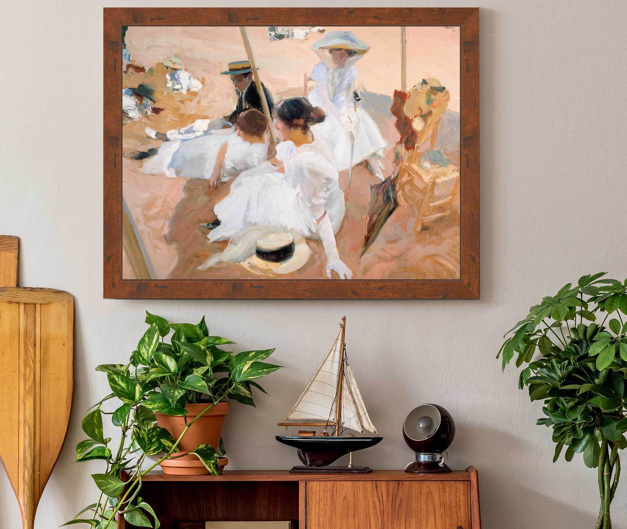 Under The Awning On The Beach At Zarauz by Joaquin Sorolla