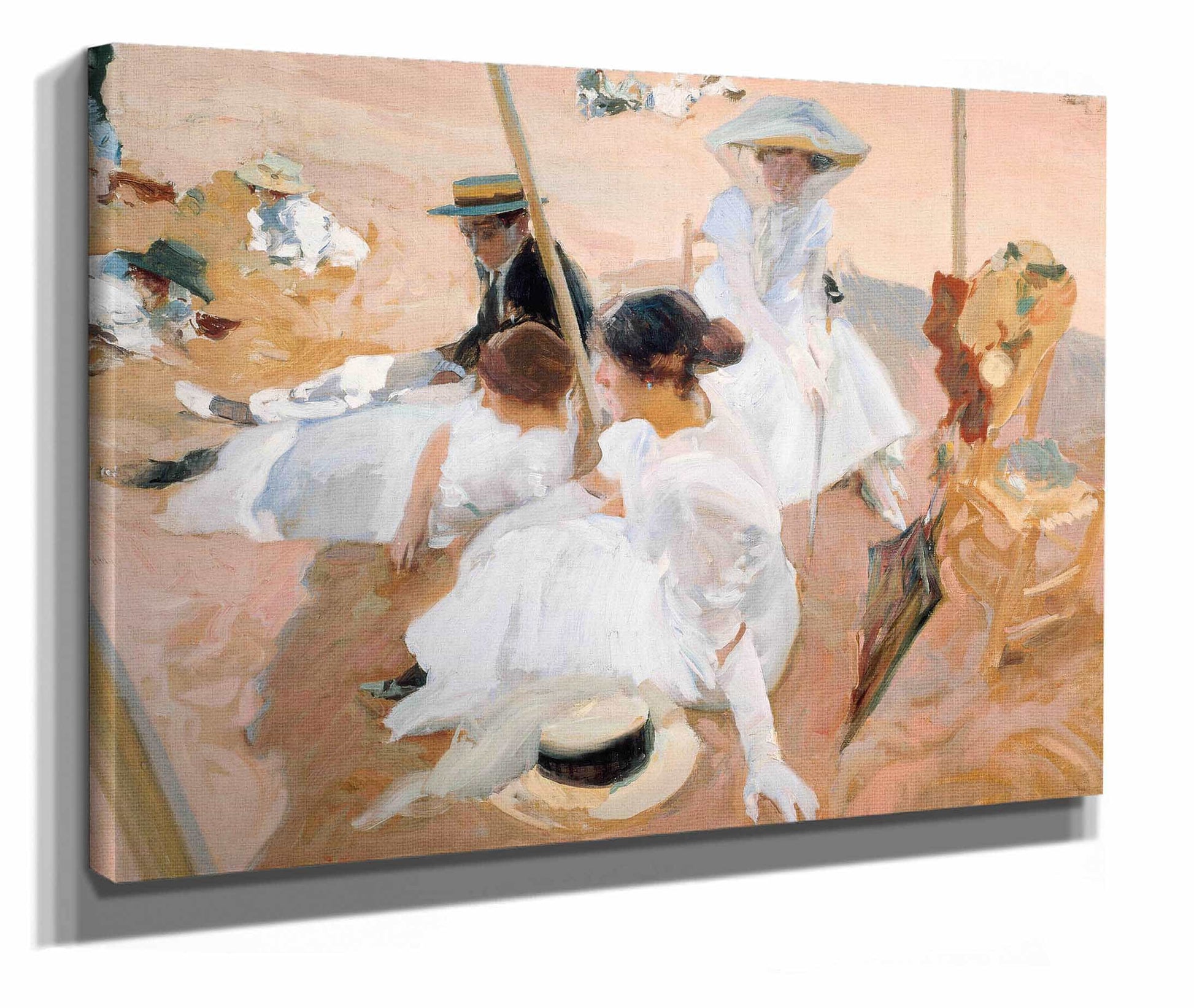 Under The Awning On The Beach At Zarauz by Joaquin Sorolla