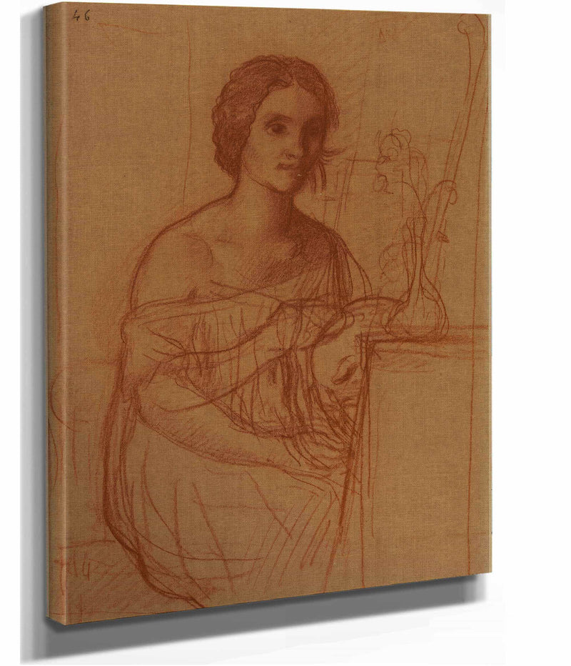 Une Femme Assise Peignant Un Vase by Pierre Puvis De Chavannes