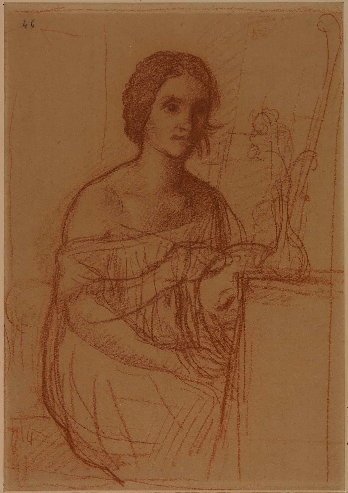 Une Femme Assise Peignant Un Vase by Pierre Puvis De Chavannes