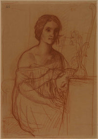 Une Femme Assise Peignant Un Vase by Pierre Puvis De Chavannes
