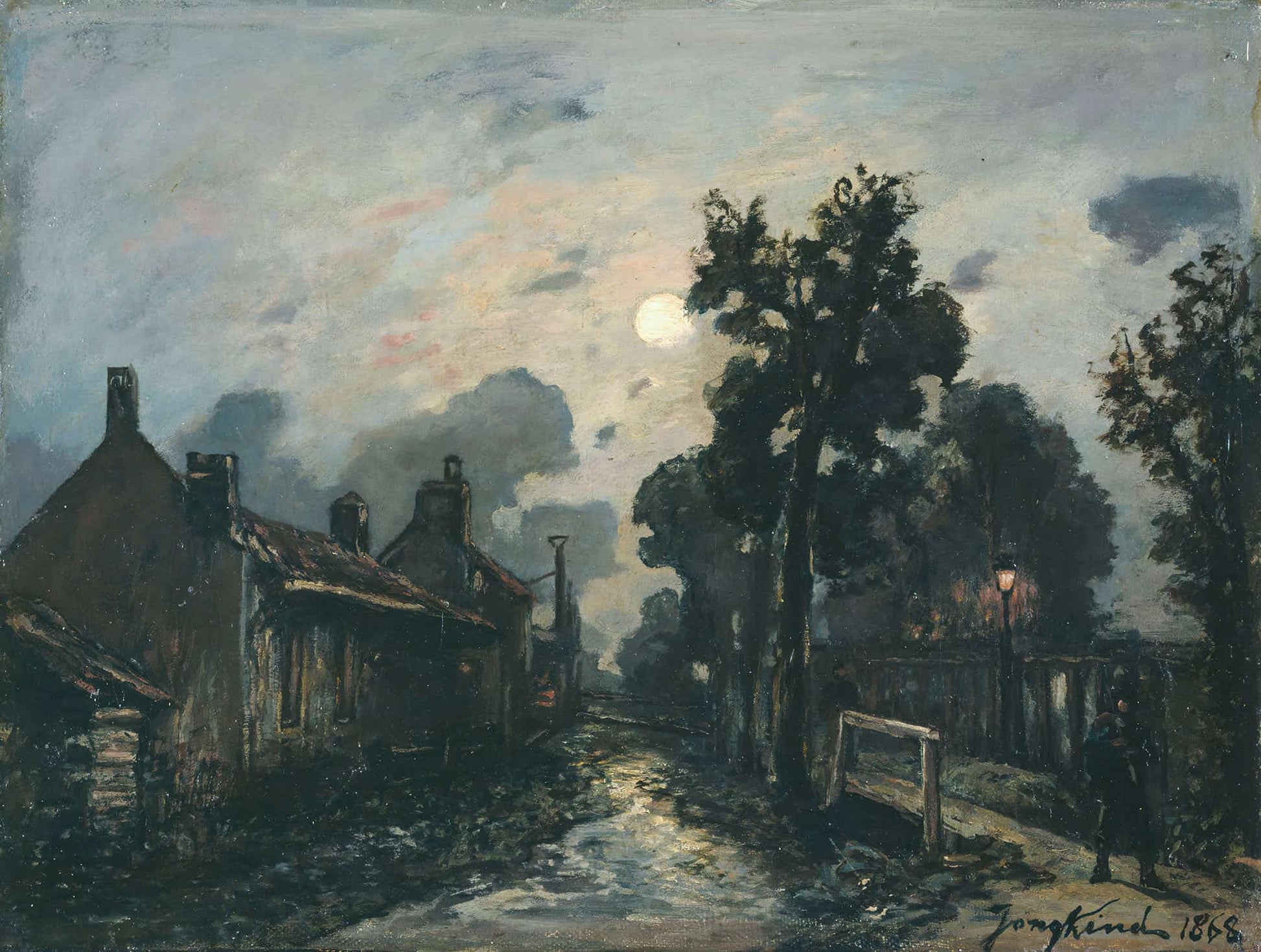 Une Rue A Delft Le Soir by Johan Barthold Jongkind