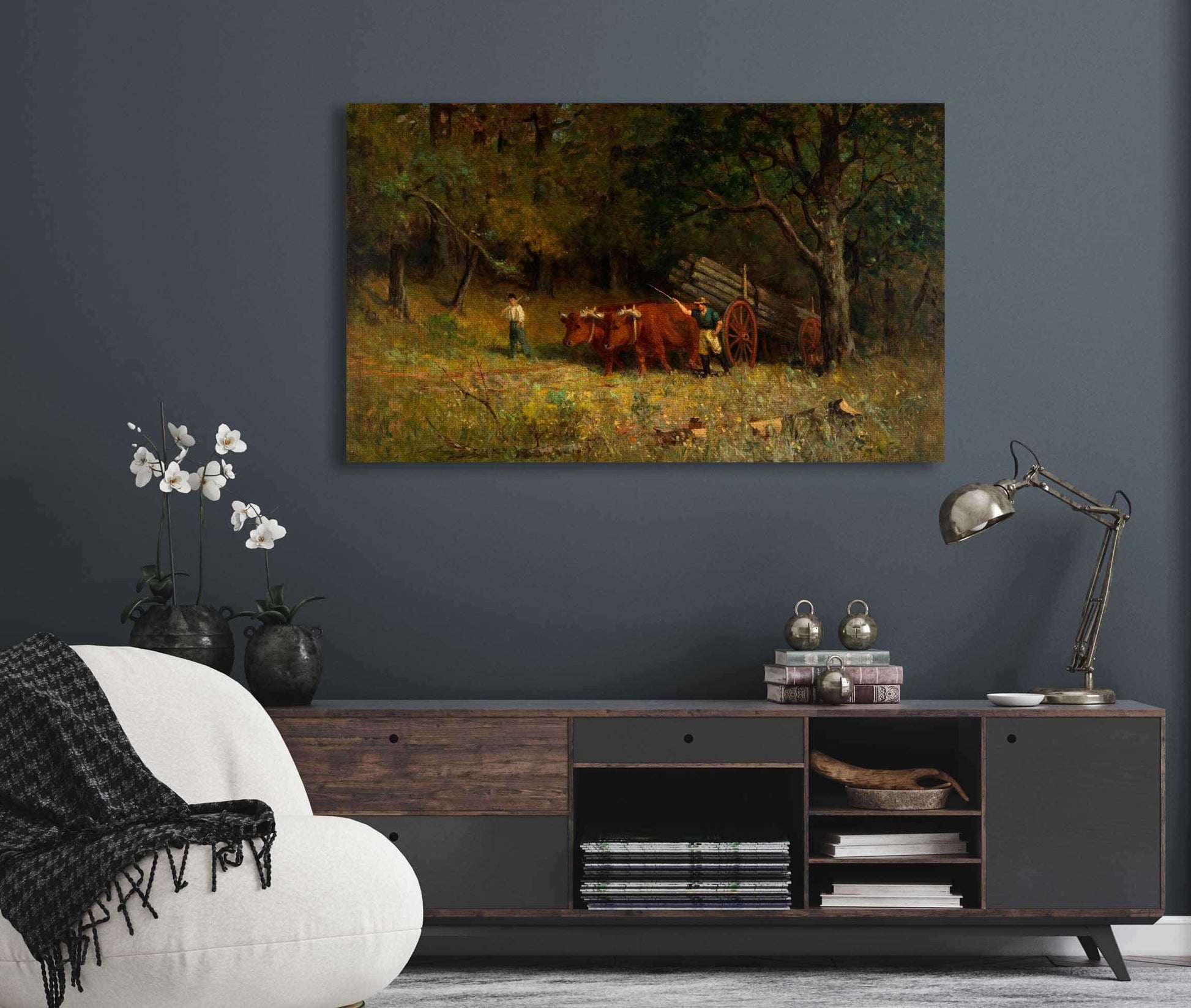 Untitled Boy And Man With Oxen by Edward Mitchell Bannister