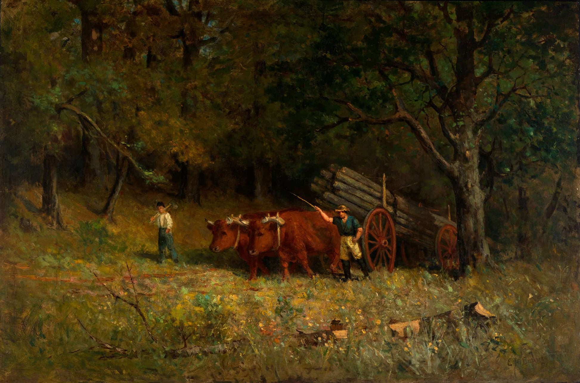Untitled Boy And Man With Oxen by Edward Mitchell Bannister