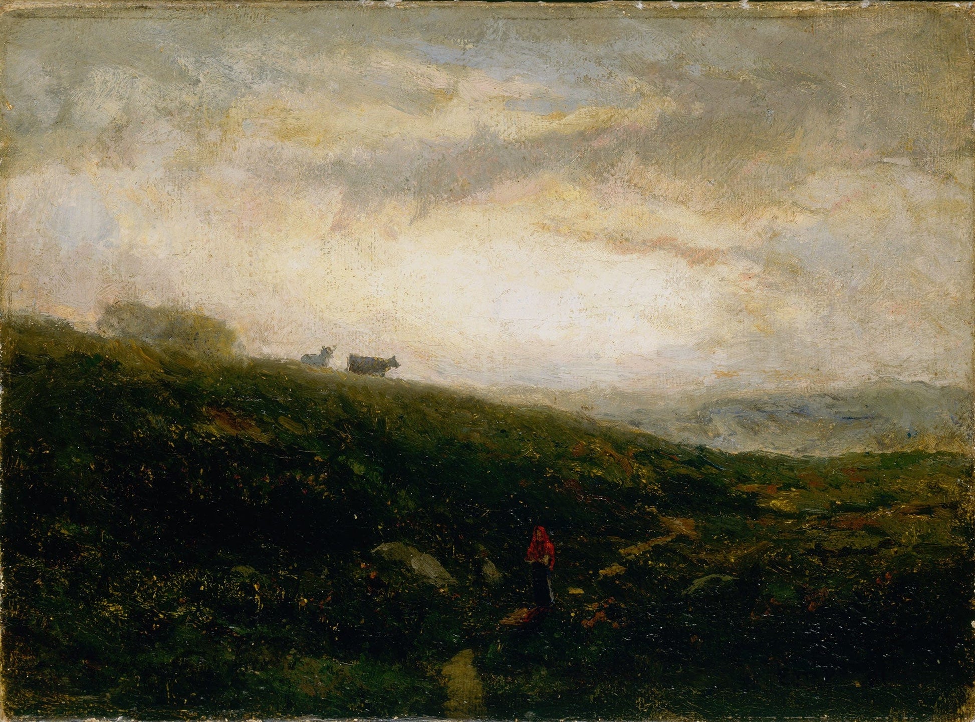 Untitled Cows Descending Hillside by Edward Mitchell Bannister