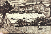 Untitled Figure And Buildings by Henry Lyman Sayen