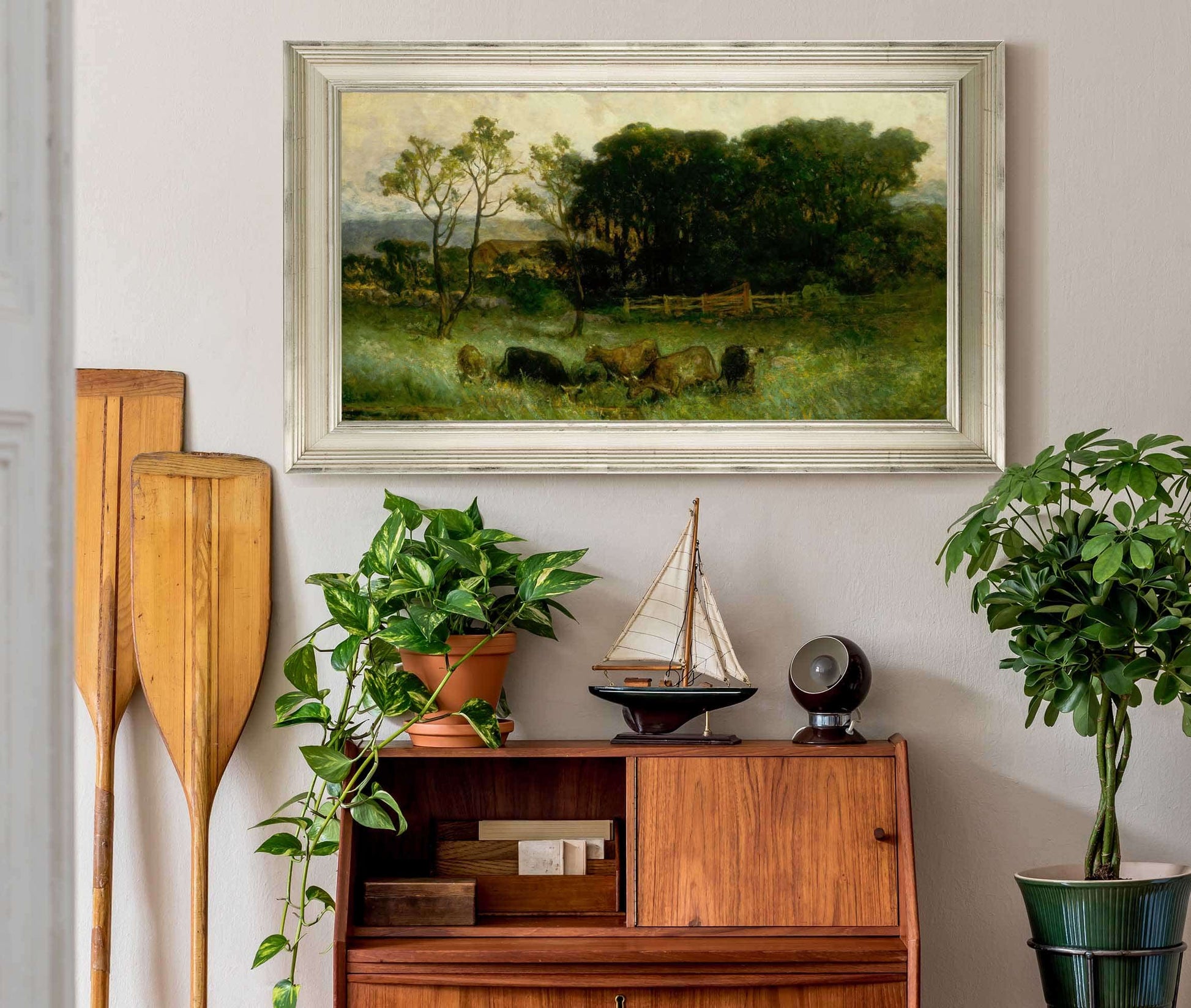 Untitled Five Cows In Pasture by Edward Mitchell Bannister