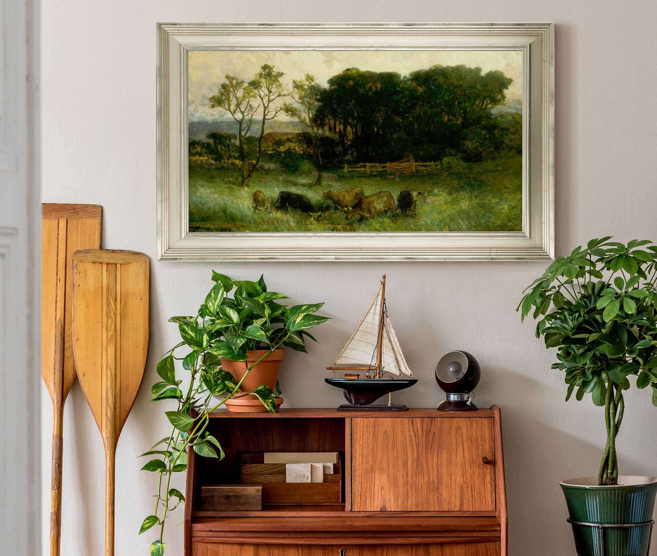 Untitled Five Cows In Pasture by Edward Mitchell Bannister