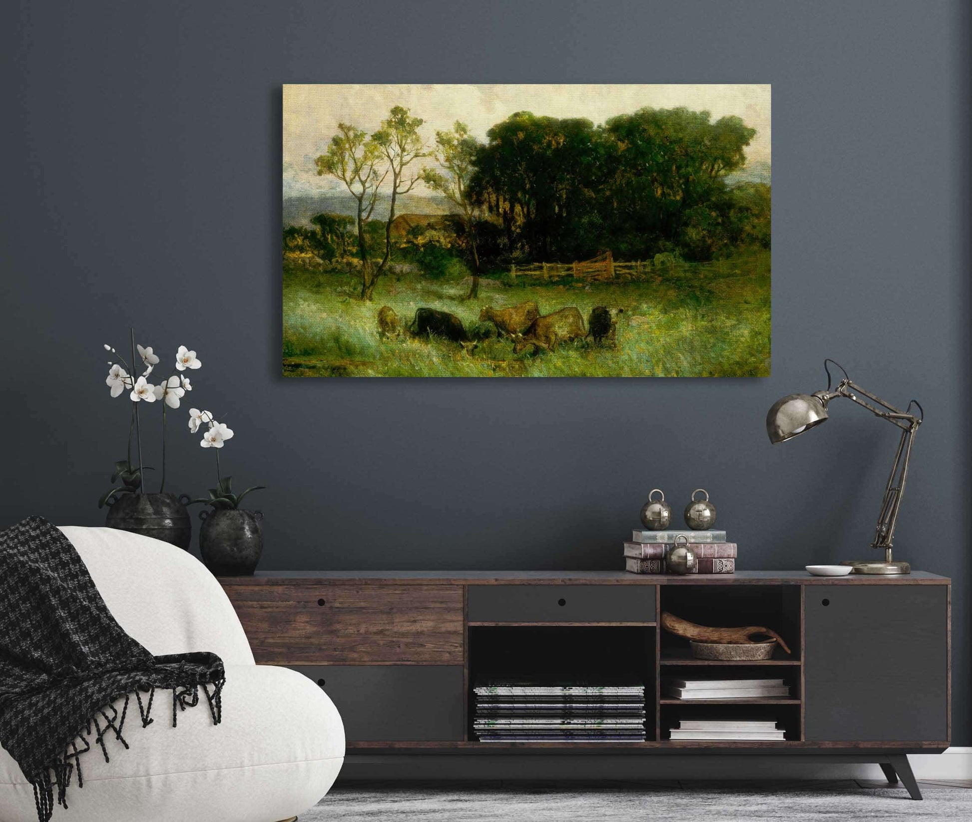 Untitled Five Cows In Pasture by Edward Mitchell Bannister