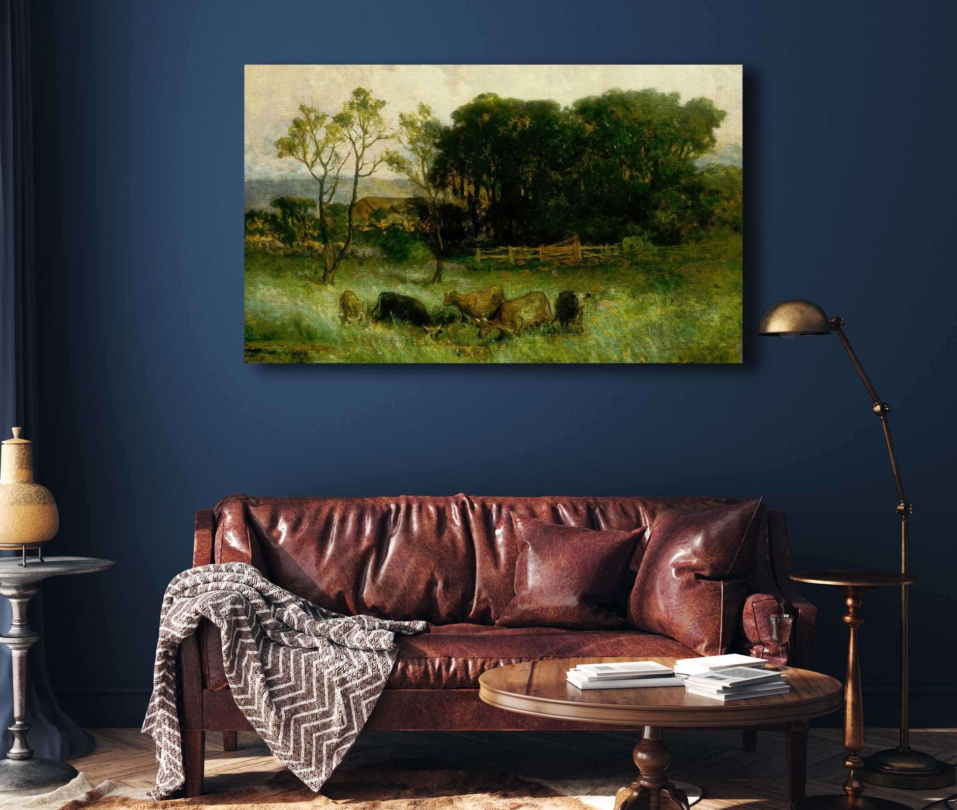 Untitled Five Cows In Pasture by Edward Mitchell Bannister