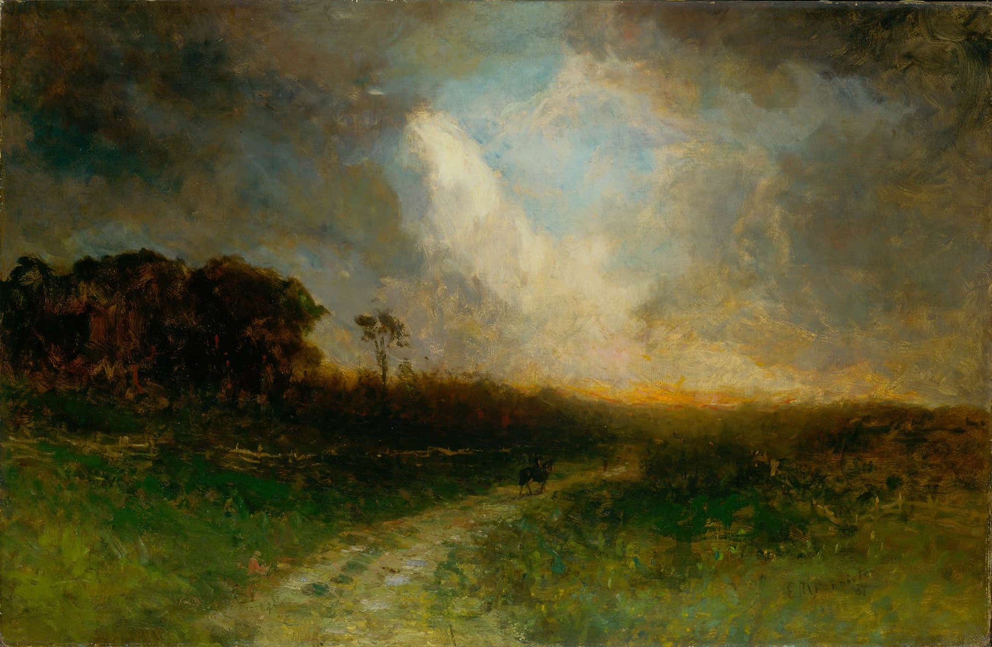Untitled Landscape Man On Horse by Edward Mitchell Bannister