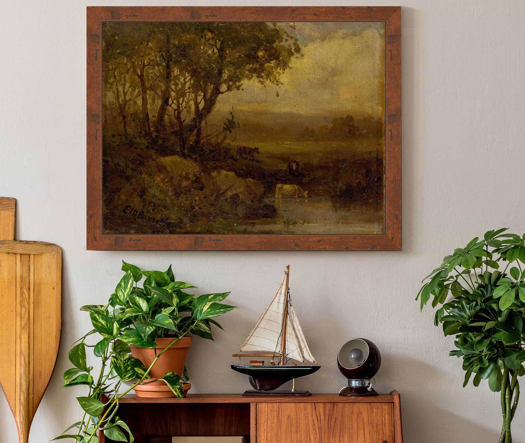 Untitled Landscape Riverbank Three Cows by Edward Mitchell Bannister