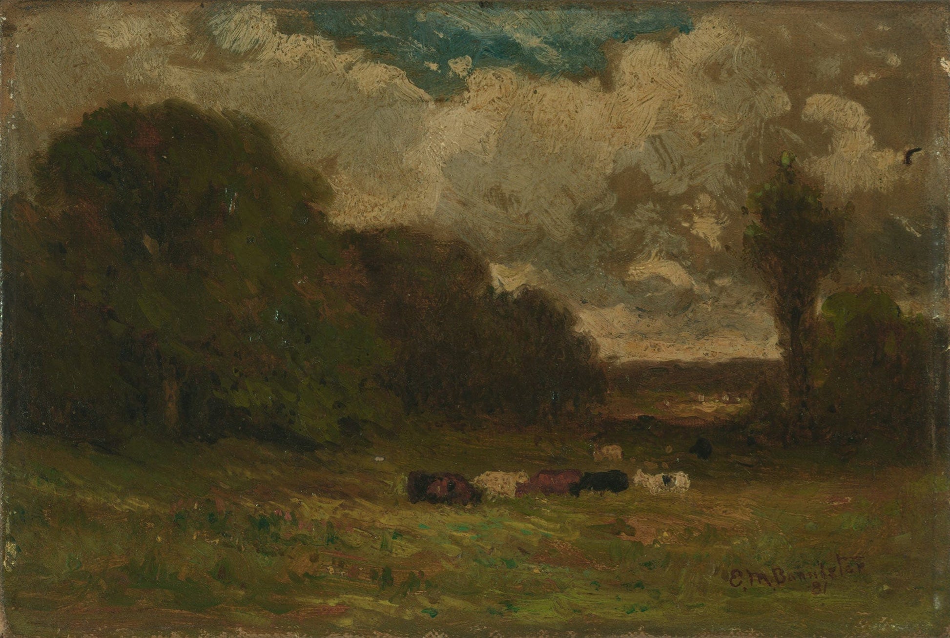 Untitled Landscape With Cows And Trees by Edward Mitchell Bannister