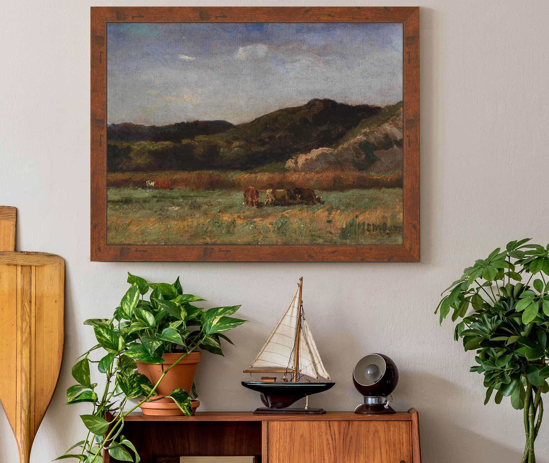 Untitled Landscape With Cows Grazing Hills by Edward Mitchell Bannister