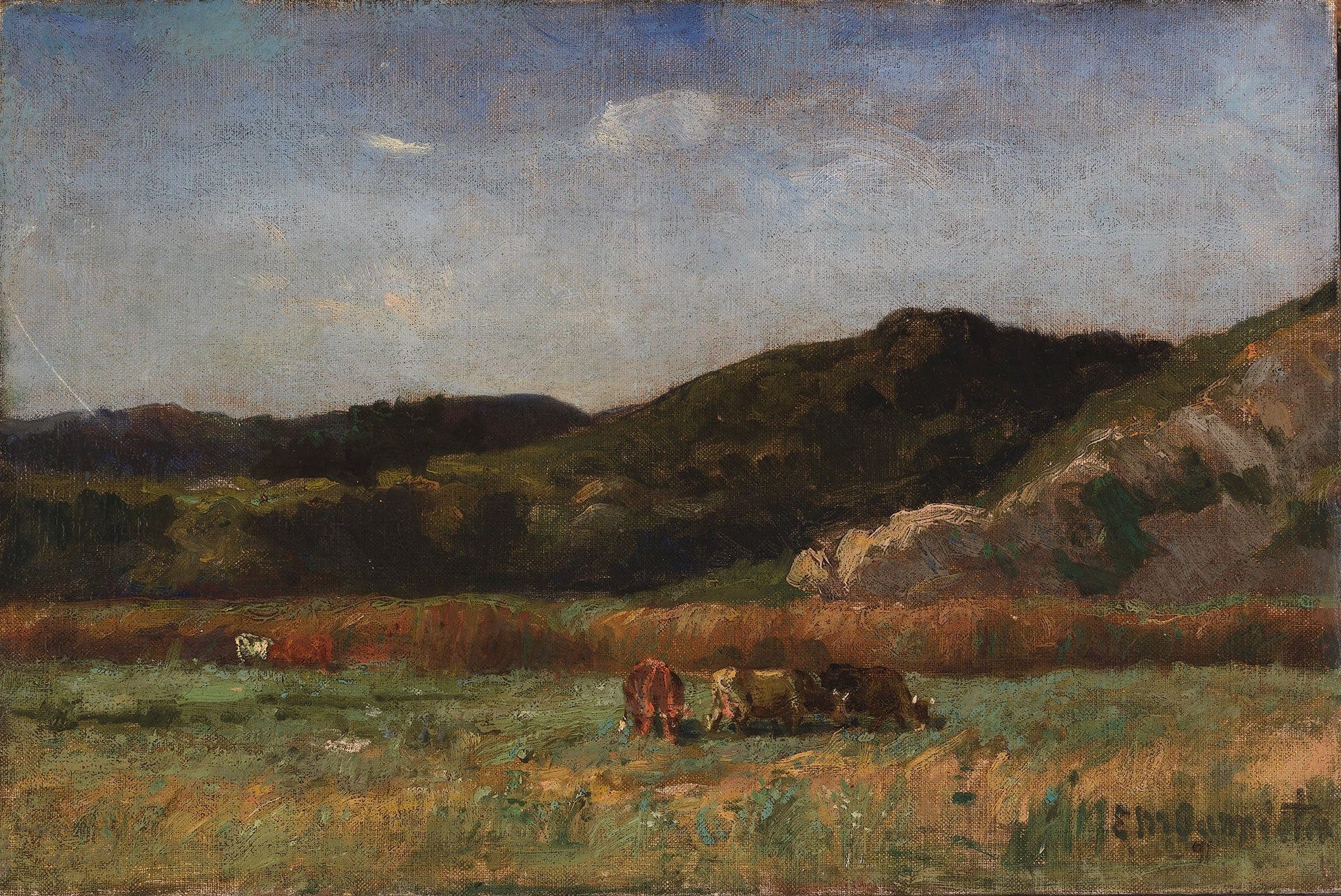 Untitled Landscape With Cows Grazing Hills by Edward Mitchell Bannister