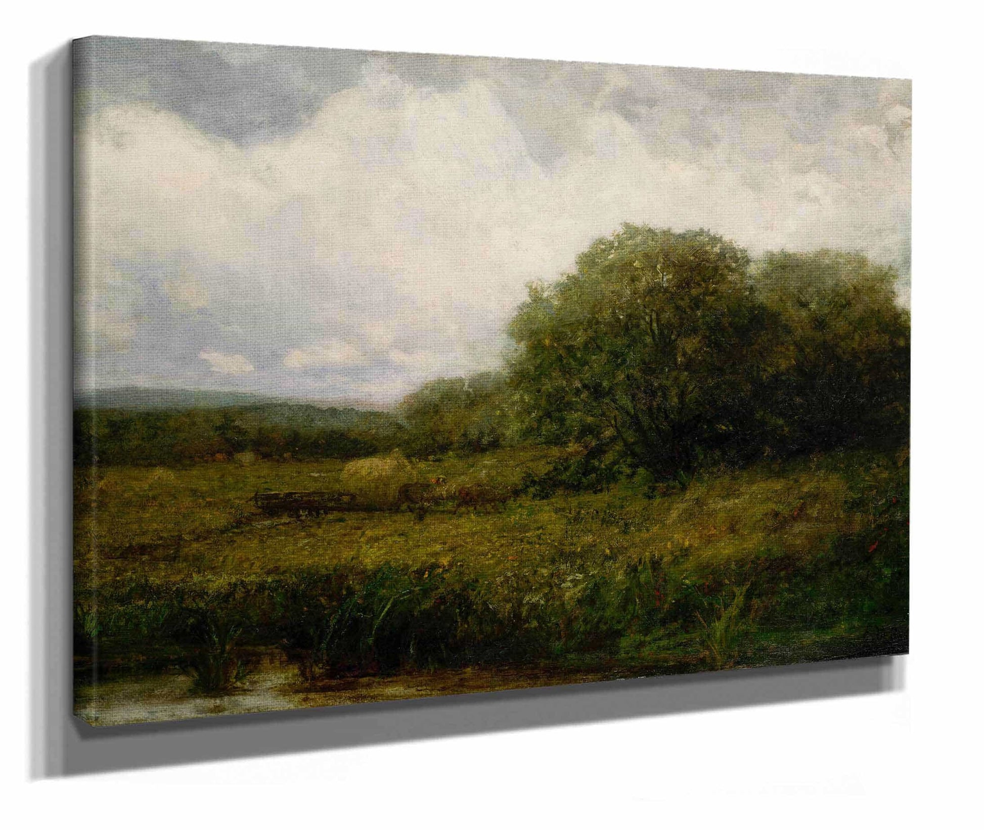 Untitled Landscape With Oxen And Haycart Crossing Bridge by Edward Mitchell Bannister
