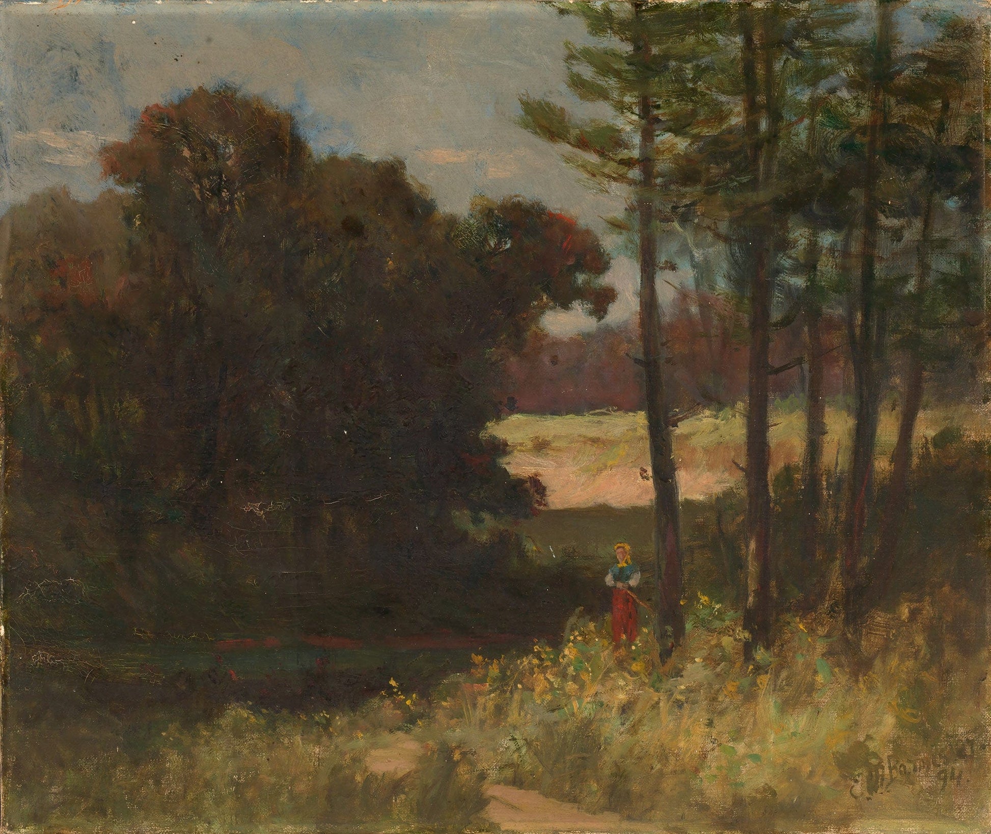 Untitled Landscape With Trees And Woman by Edward Mitchell Bannister