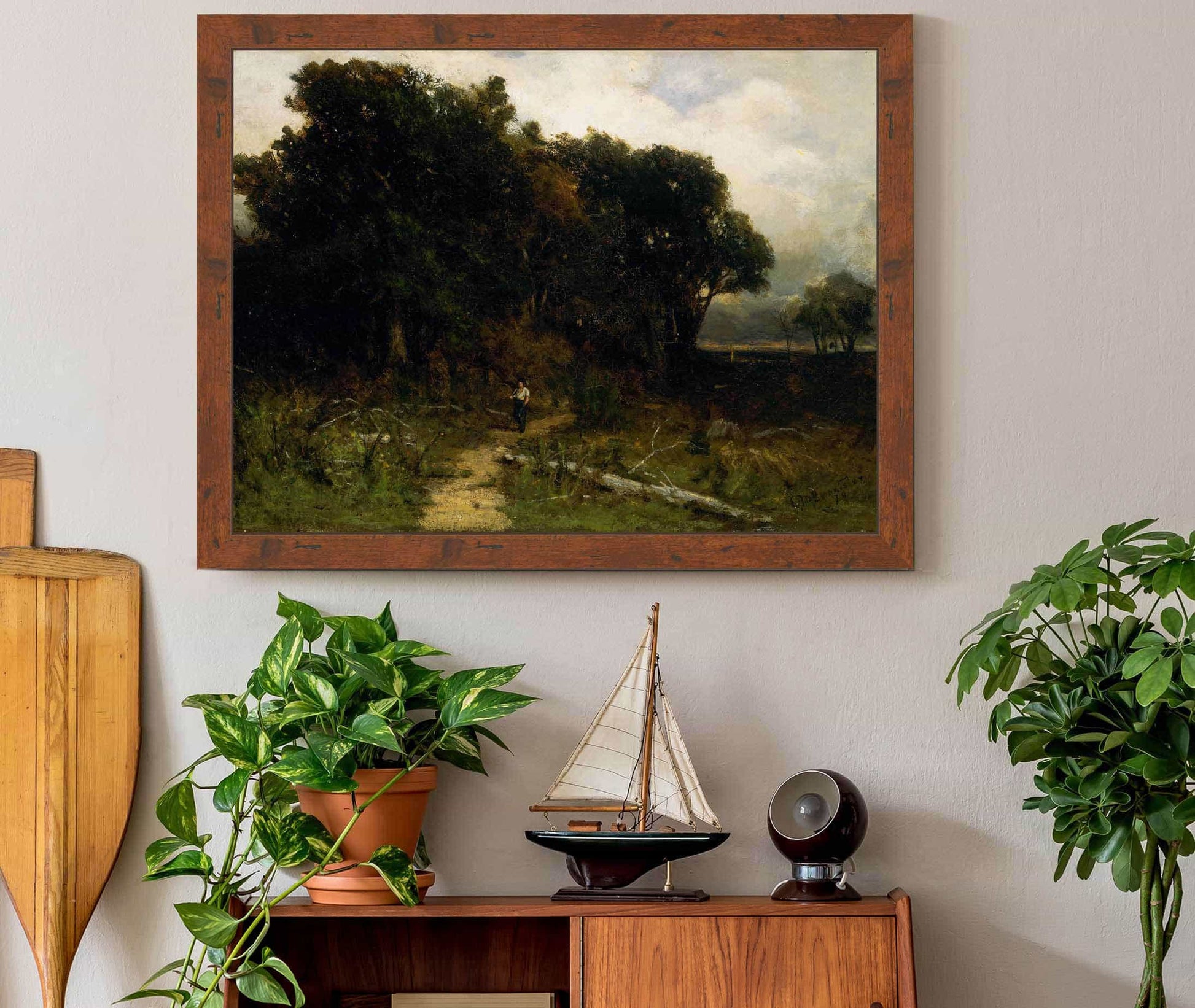 Untitled Landscape Woodcutter On Path by Edward Mitchell Bannister