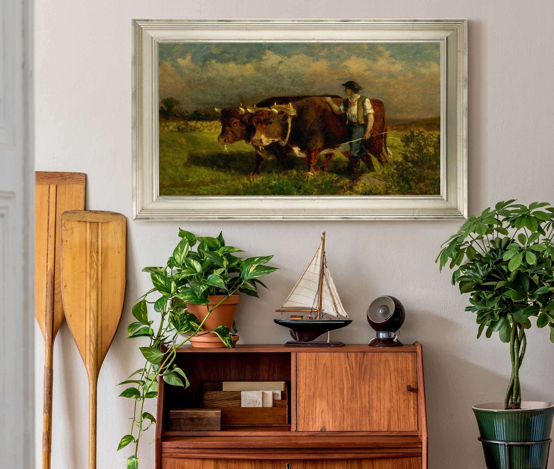 Untitled Man With Two Oxen by Edward Mitchell Bannister