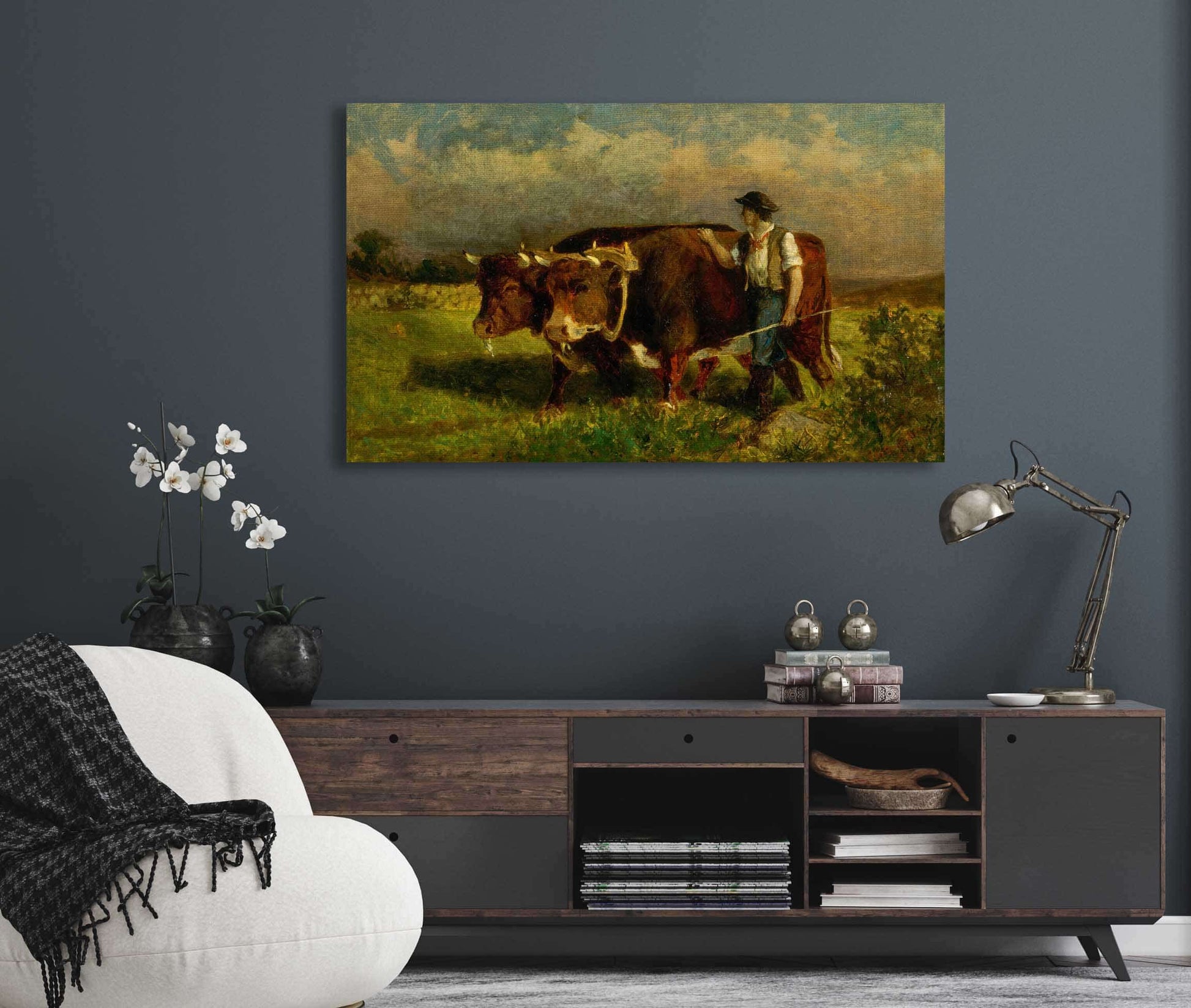 Untitled Man With Two Oxen by Edward Mitchell Bannister