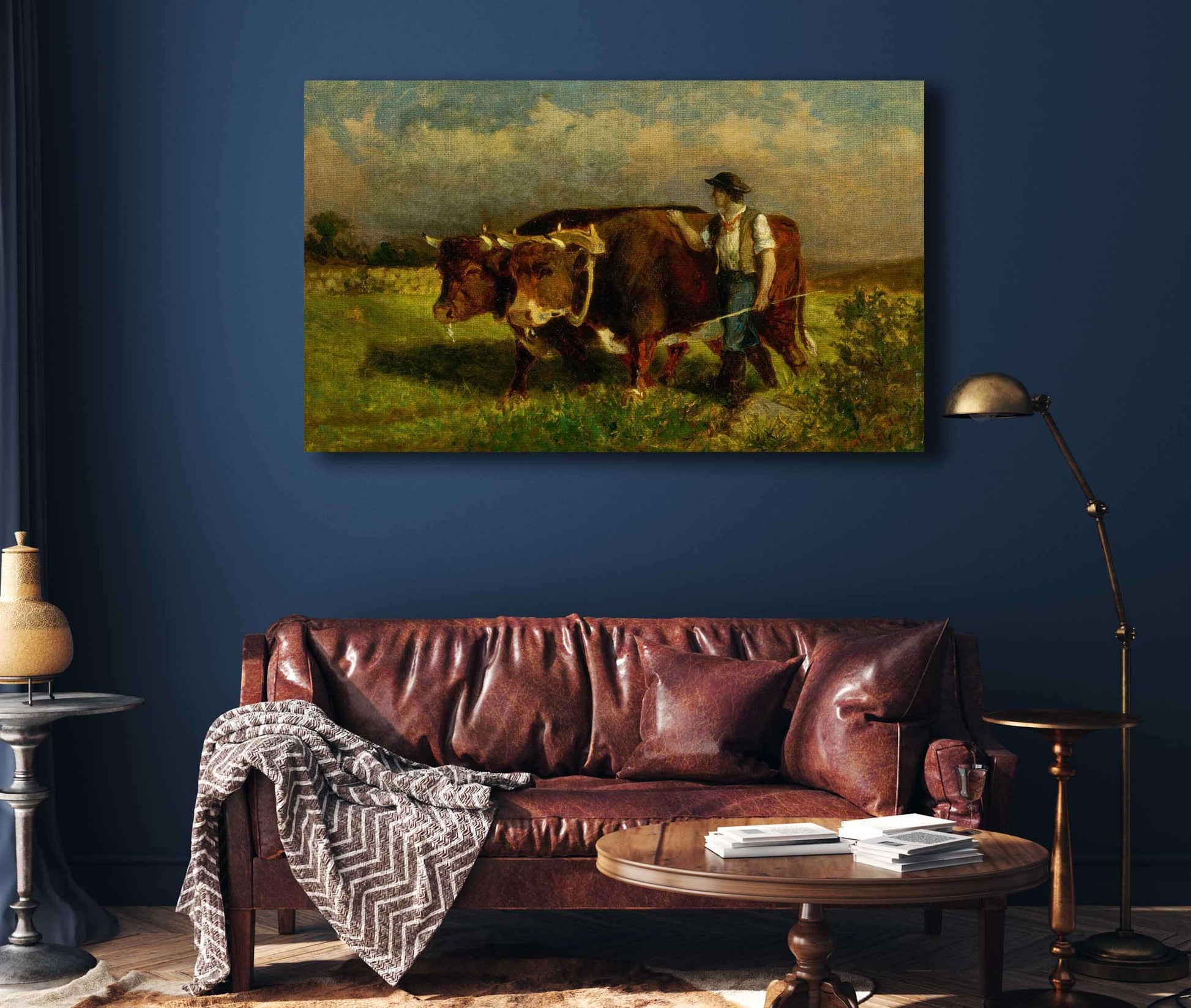 Untitled Man With Two Oxen by Edward Mitchell Bannister