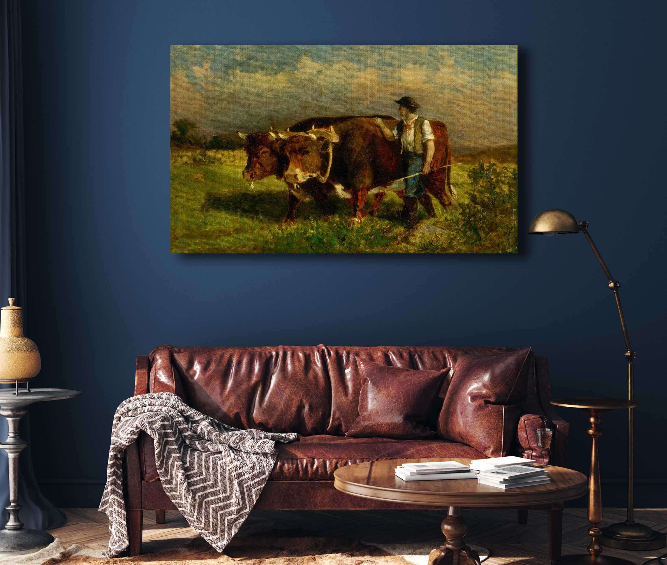 Untitled Man With Two Oxen by Edward Mitchell Bannister
