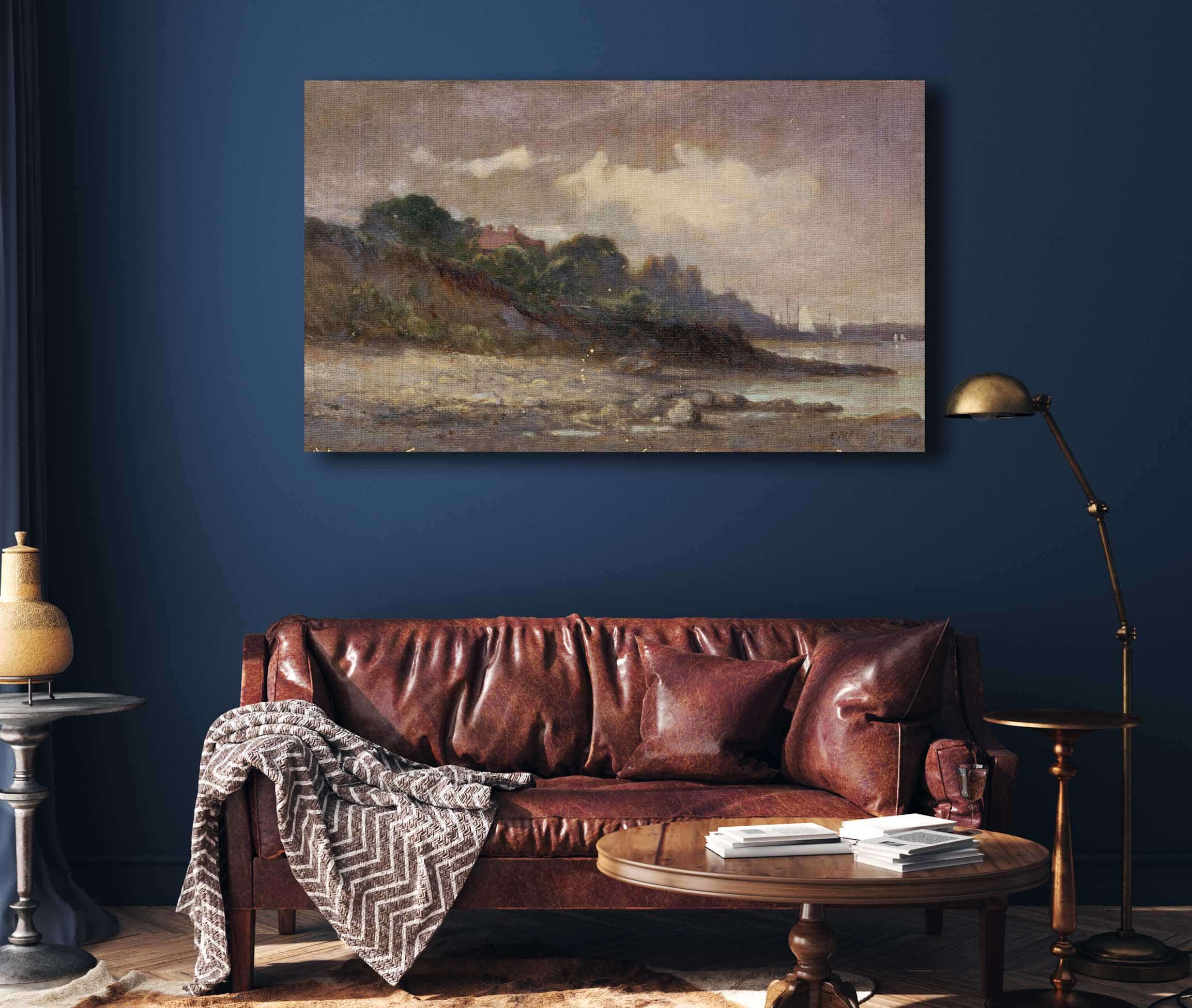 Untitled Shoreline With Sailboats And Roof by Edward Mitchell Bannister