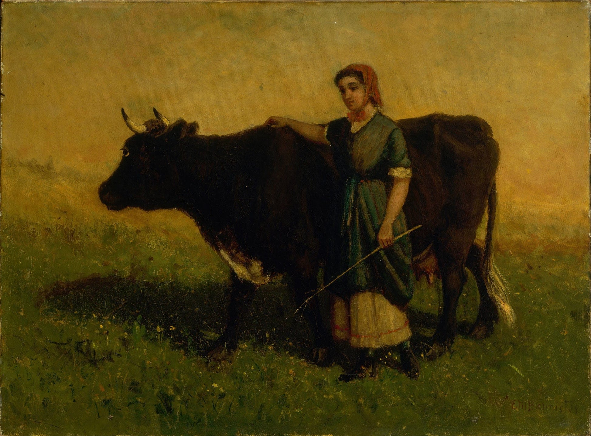 Untitled Woman Walking With Cow by Edward Mitchell Bannister