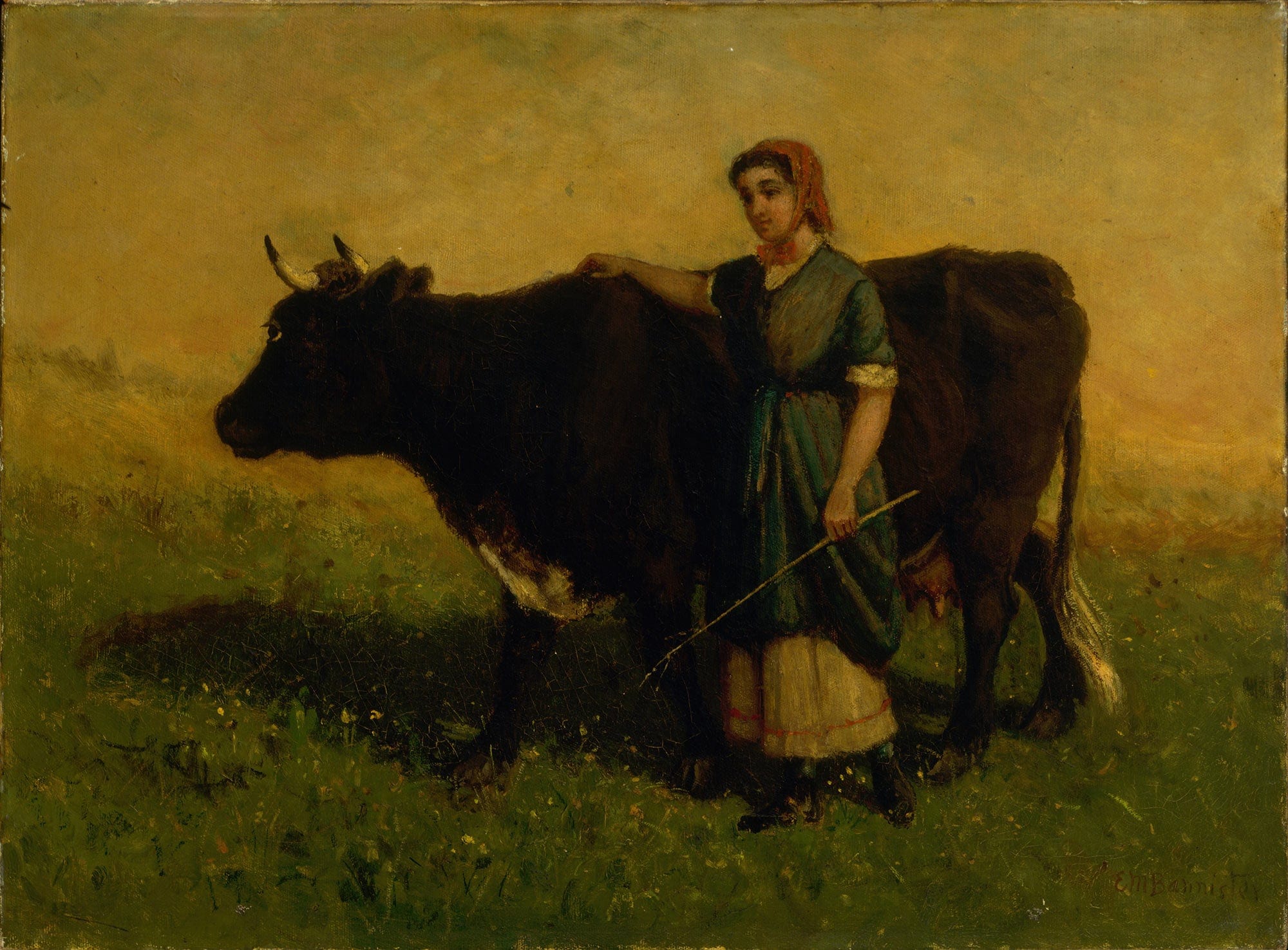 Untitled Woman Walking With Cow by Edward Mitchell Bannister