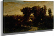 Untitled Woman With Cattle And Sheep At Dusk by Edward Mitchell Bannister