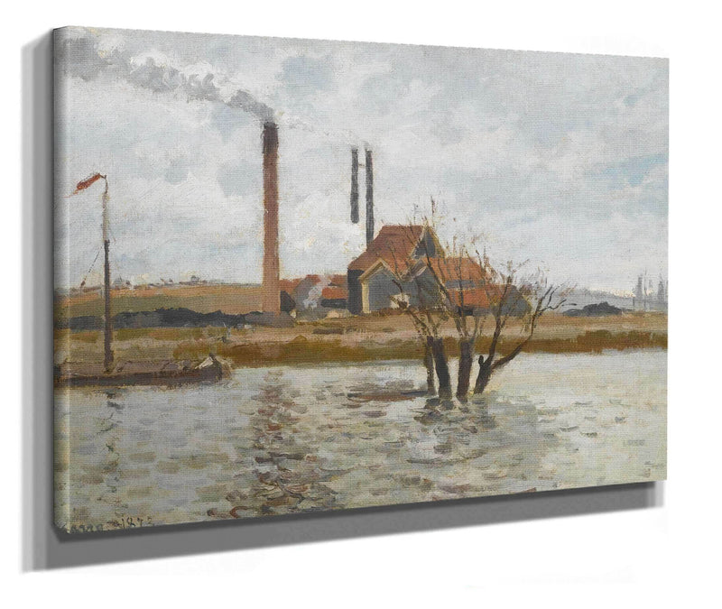 Usine A Saint Ouen Laumone La Crue De Loise by Camille Pissarro