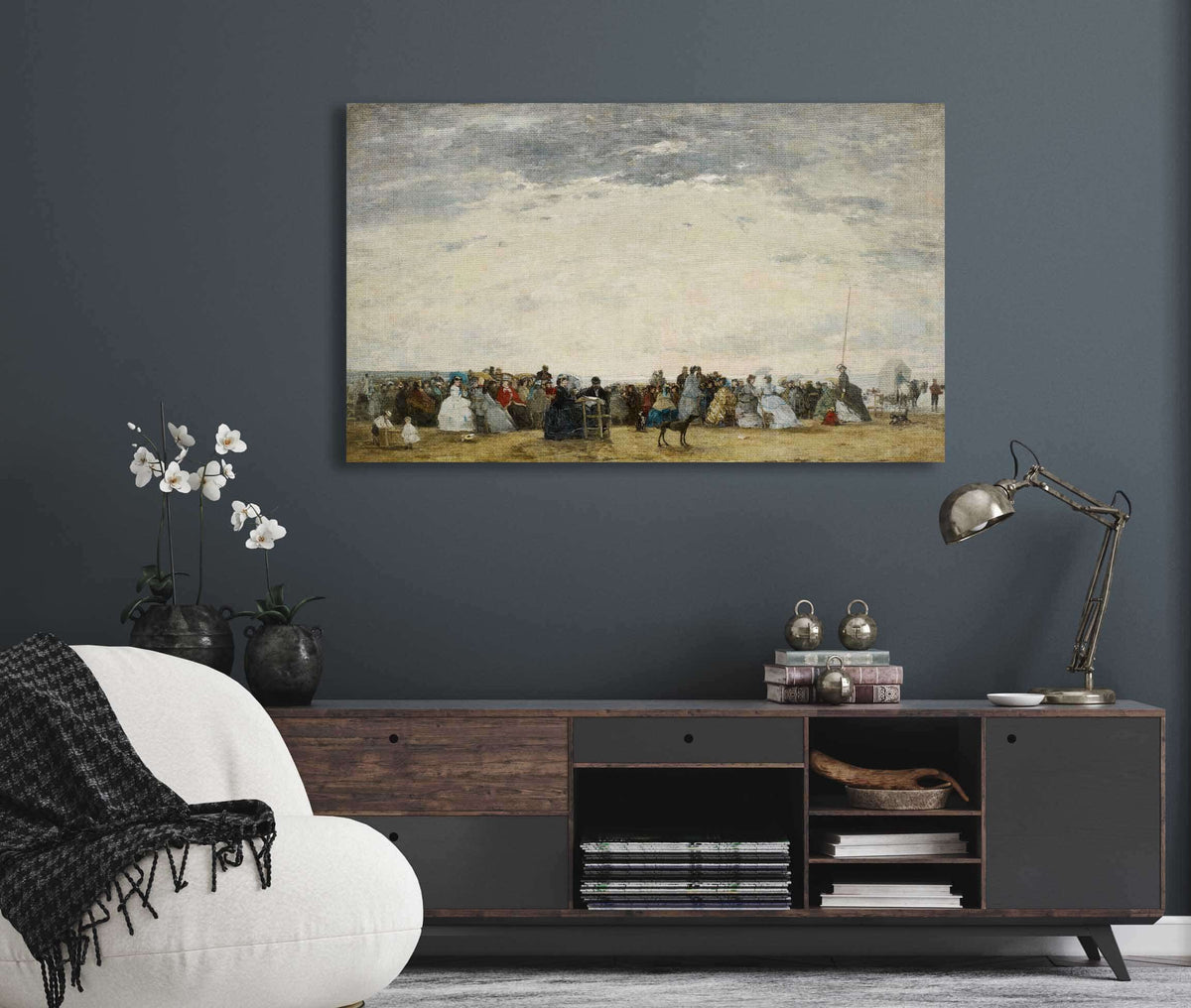 Vacationers On The Beach At Trouville by Eugene Boudin